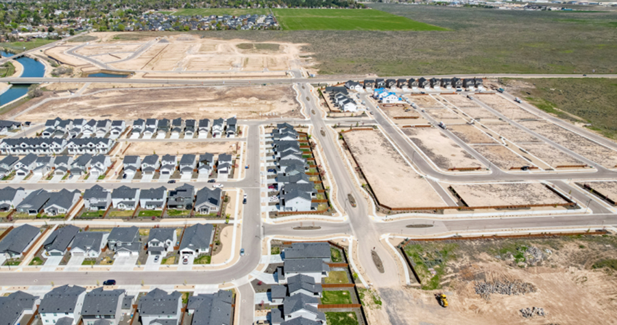 Neighborhood drone image spelling local