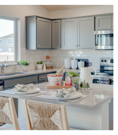 Living room with wood coffee table and Christmas tree
